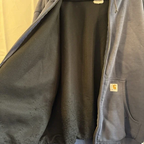 Vintage Carhartt K185‎ DKB Full Zip Distressed Faded Hoodie Sweatshirt Mens XL